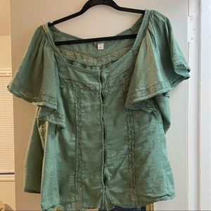 Old Navy Teal Western Style Shirt